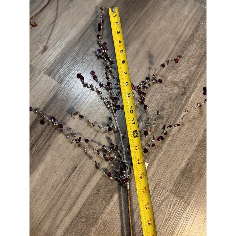 Beaded wire Christmas Tree Picks, purple silver Lot Of 18 Christmas.